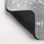 Glänzender Silber Glam Name Mousepad (Ecke)
