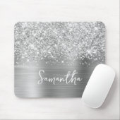 Glänzender Silber Glam Name Mousepad (Mit Mouse)