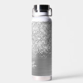 Glänzender Silber Glam Name Trinkflasche (Rückseite)