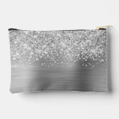 Glänzender Silber Glam Name Zubehörtasche (Rückseite)