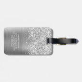 Glänzender Silber Glam Schriftname Gepäckanhänger (Rückseite horizontal)