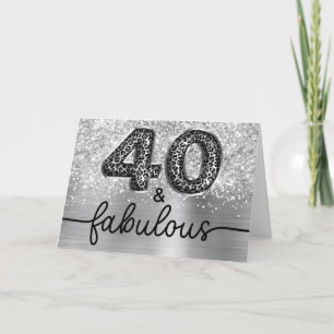 Glänzender Silber-Leopard Glam 40 und Fabelhaft Karte