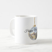 Glänzender Silberner Neujahrsball Kaffeetasse (Vorderseite Links)