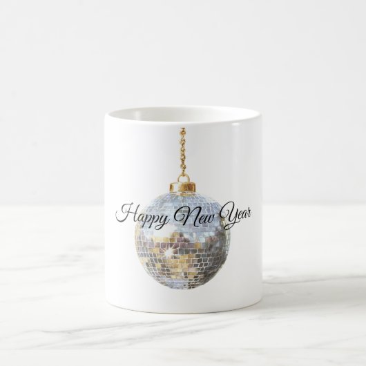 Glänzender Silberner Neujahrsball Kaffeetasse (Mittel)