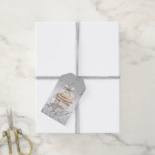 Glänzender Silberweißer Cupcake-Bogen Geburtstag Geschenkanhänger (Mit Garn)