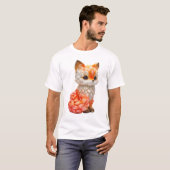 Glänzender skulpturierter Flammenfuchs-Mann T-Shirt (Vorne ganz)