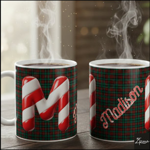 Glänzender Zuckerstangen-Gestreifter Weihnachtsbuc Kaffeetasse