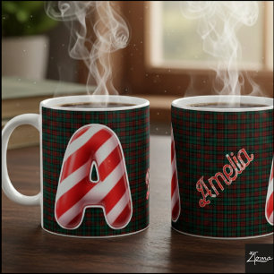 Glänzender Zuckerstangen-Gestreifter Weihnachtsbuc Kaffeetasse