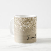 Glänzendes Blassgold Glamour Name Kaffeetasse (Vorderseite Links)