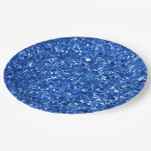 Glänzendes blaues Hintergrundmuster Pappteller (Schrägansicht)