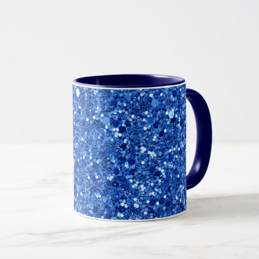Glänzendes blaues Hintergrundmuster Tasse (VorderseiteRechts)