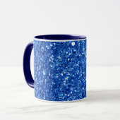 Glänzendes blaues Hintergrundmuster Tasse (Vorderseite Links)