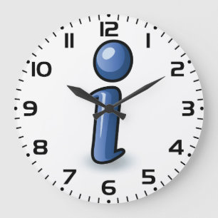 Glänzendes Blaues Informationssymbol-Symbol Große Wanduhr