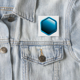 Glänzendes blaues Sechseck-Icon Moderne Geometrie Button