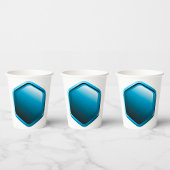 Glänzendes blaues Sechseck-Icon Moderne Geometrie Pappbecher