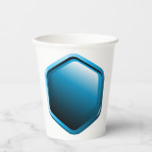 Glänzendes blaues Sechseck-Icon Moderne Geometrie Pappbecher (Vorderseite)