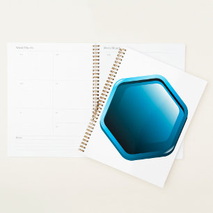 Glänzendes blaues Sechseck-Icon Moderne Geometrie Planer
