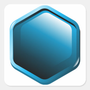 Glänzendes blaues Sechseck-Icon Moderne Geometrie Quadratischer Aufkleber