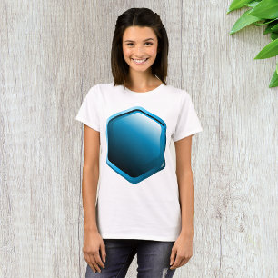 Glänzendes blaues Sechseck-Icon Moderne Geometrie T-Shirt