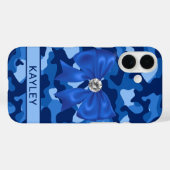 Glänzendes blaues Tarnmuster Personalisiert Case-Mate iPhone Hülle (Rückseite (Horizontal))
