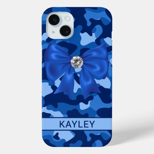 Glänzendes blaues Tarnmuster Personalisiert Case-Mate iPhone Hülle (Rückseite)