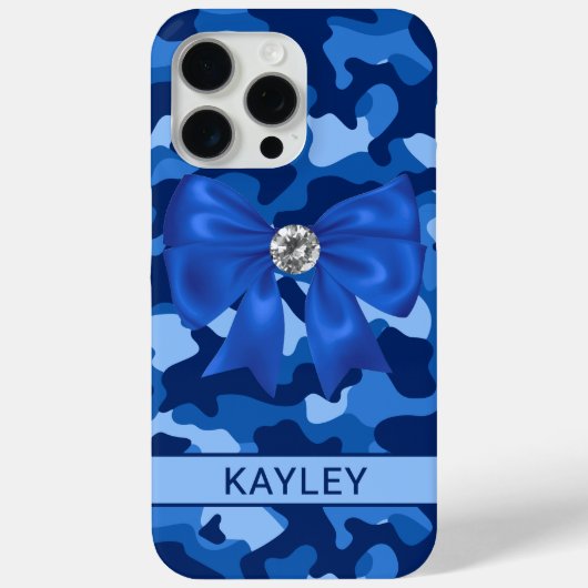 Glänzendes blaues Tarnmuster personalisiert Case-Mate iPhone Hülle (Rückseite)