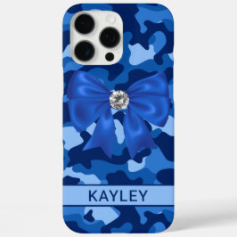 Glänzendes blaues Tarnmuster personalisiert iPhone 16 Pro Max Hülle
