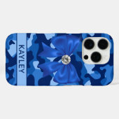 Glänzendes blaues Tarnmuster Personalisiert Case-Mate iPhone Hülle (Rückseite (Horizontal))