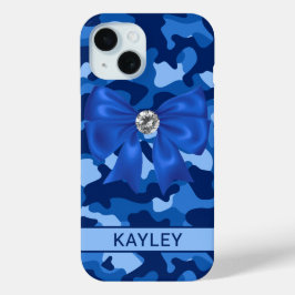 Glänzendes blaues Tarnmuster Personalisiert Case-Mate iPhone Hülle