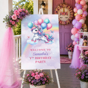 Glänzendes Einhorn Rosa Lila Mädchen Geburtstags W Poster