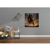 Glänzendes Fantasy-Poster mit Krieger und dunklem Poster