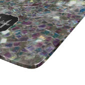 Glänzendes farbenfrohes silbernes Mosaik-Monogramm Schneidebrett (Ecke)