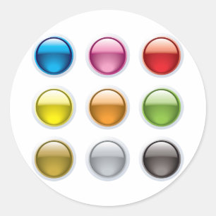 Glänzendes farbiges Button-Icons-Set Runder Aufkleber