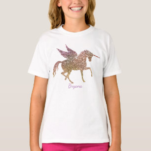 Glänzendes Fliegendes Magisches Einhorn Sterne Per T-Shirt