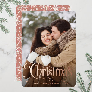 Glänzendes Frohe Weihnachten PHOTO Gruß Rose Gold Folien Feiertagskarte