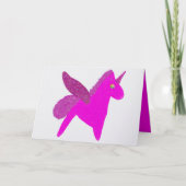 Glänzendes Fuchsia-Einhorn-Glitter-Pegasus Karte (Vorderseite)