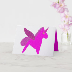 Glänzendes Fuchsia-Einhorn-Glitter-Pegasus Karte