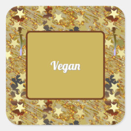 Glänzendes Funkelndes Spezielle Party Food Vegan Quadratischer Aufkleber