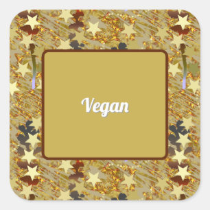 Glänzendes Funkelndes Spezielle Party Food Vegan Quadratischer Aufkleber