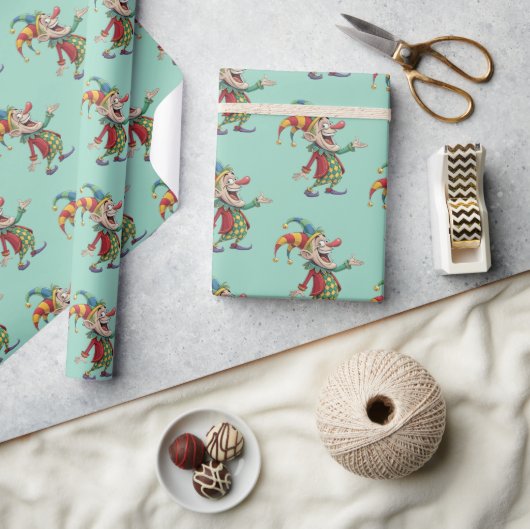 Glänzendes Geschenkpapier April-Scherz-Tag Clown (Kunsthandwerk)