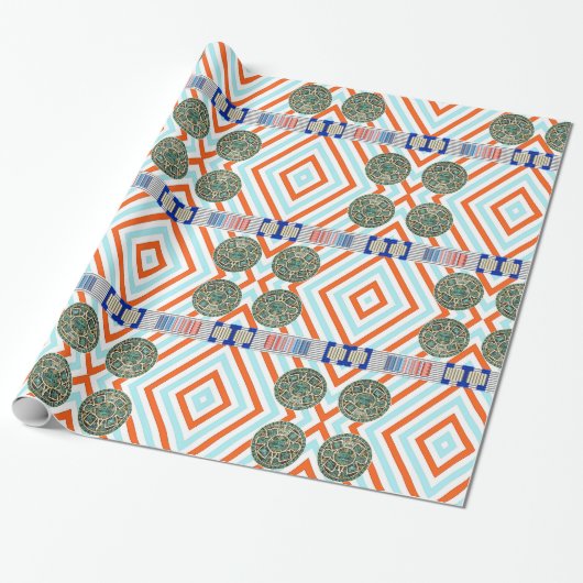 Glänzendes Geschenkpapier, Aztec-Streifen Geschenkpapier (Ungerollt)