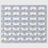 Glänzendes Geschenkpapier Blau & Weiß gestreift (Flach)