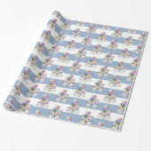 Glänzendes Geschenkpapier Blau & Weiß gestreift (Ungerollt)