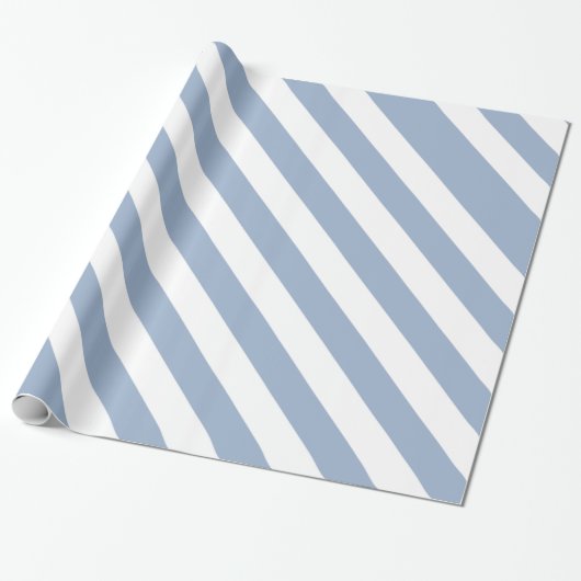 Glänzendes Geschenkpapier Blau & Weiß gestreift (Ungerollt)