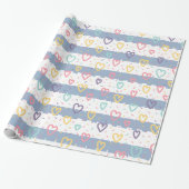 Glänzendes Geschenkpapier Blau-Weiß gestreift (Ungerollt)