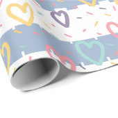 Glänzendes Geschenkpapier Blau-Weiß gestreift (Rolleneckpunkt)