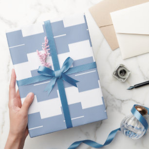 Glänzendes Geschenkpapier Blau-Weiß gestreift
