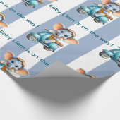 Glänzendes Geschenkpapier Blau & Weiß Streifen Ele (Ecke)