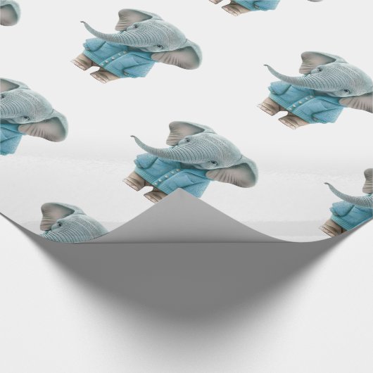 Glänzendes Geschenkpapier Blauer Elefant  (Ecke)