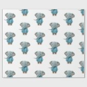 Glänzendes Geschenkpapier Blauer Elefant  (Flach)